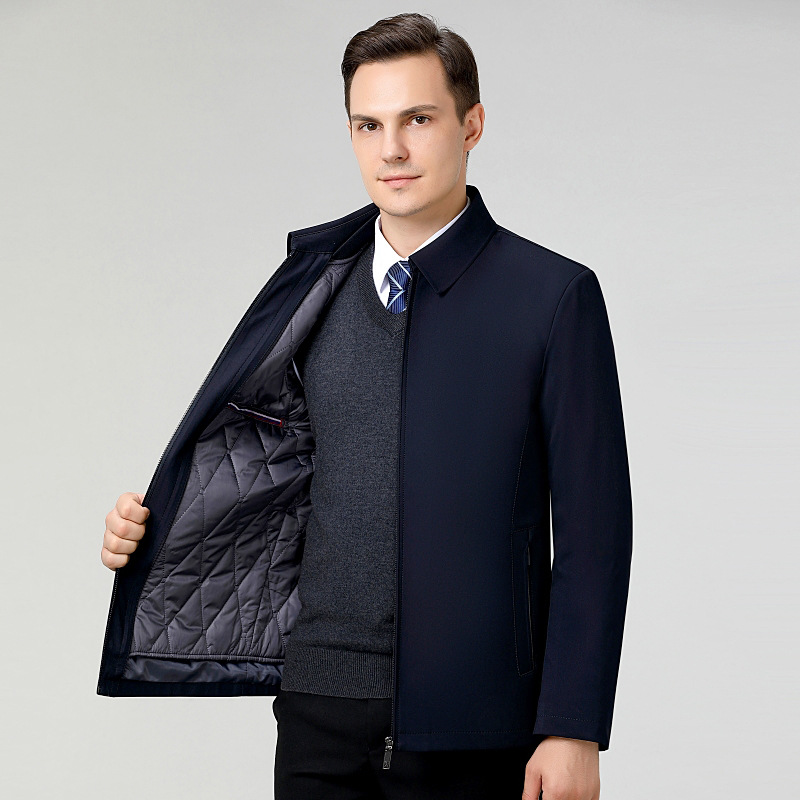 专柜中年男士棉服冬季加厚保暖蚕丝棉夹克商务休闲爸爸装棉衣外套