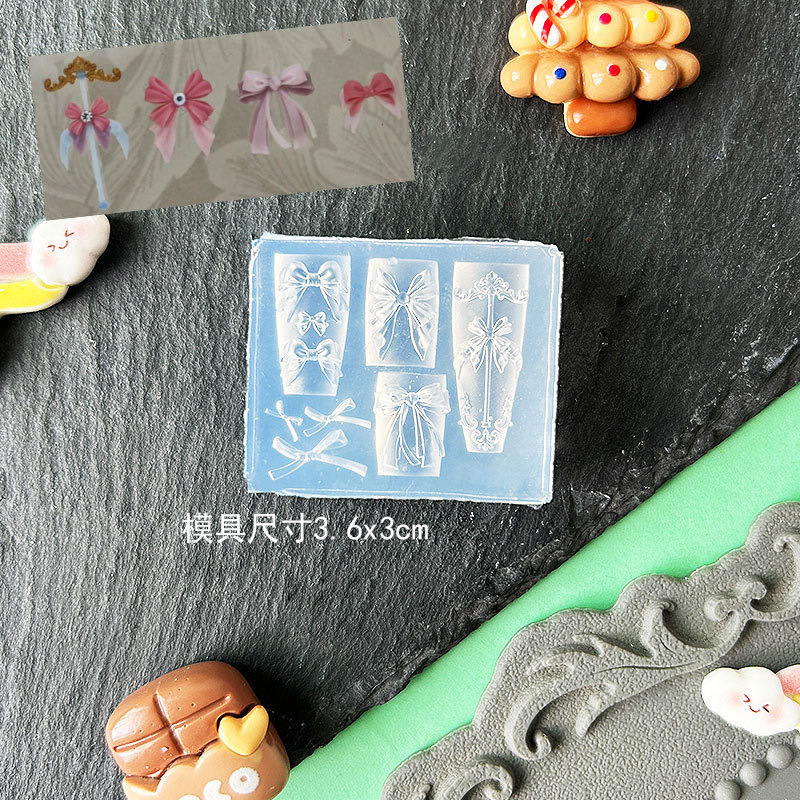 Molde de manicura amor arco en relieve flor ornamentos molde abrasivo alta permeabilidad estereoscópica DIY decoración molde de silicona