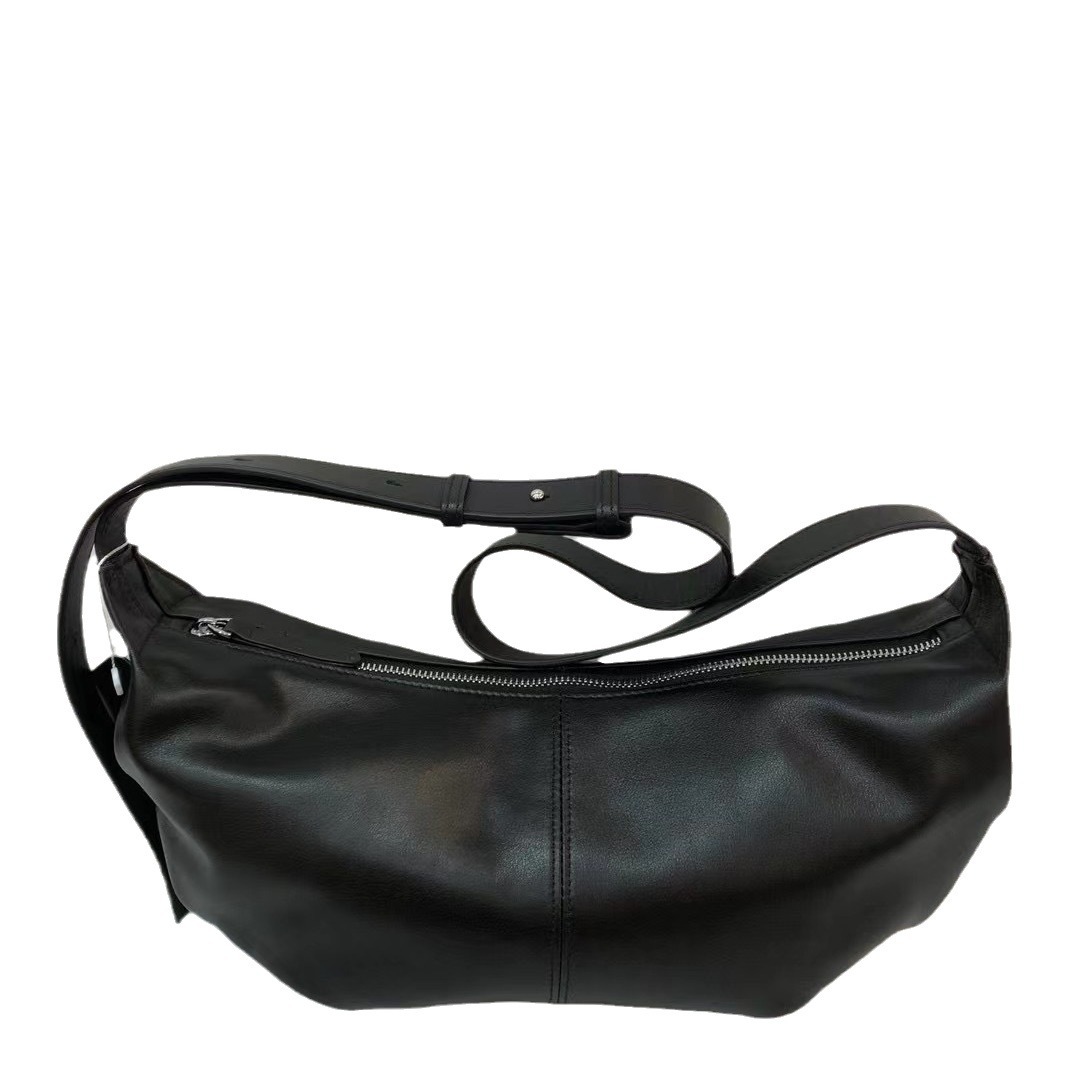 Nuevo bolso de albóndigas de piel blanda de moda de gran capacidad diseño de nicho casual retro bolso plegable de cuero de hombro único mujer