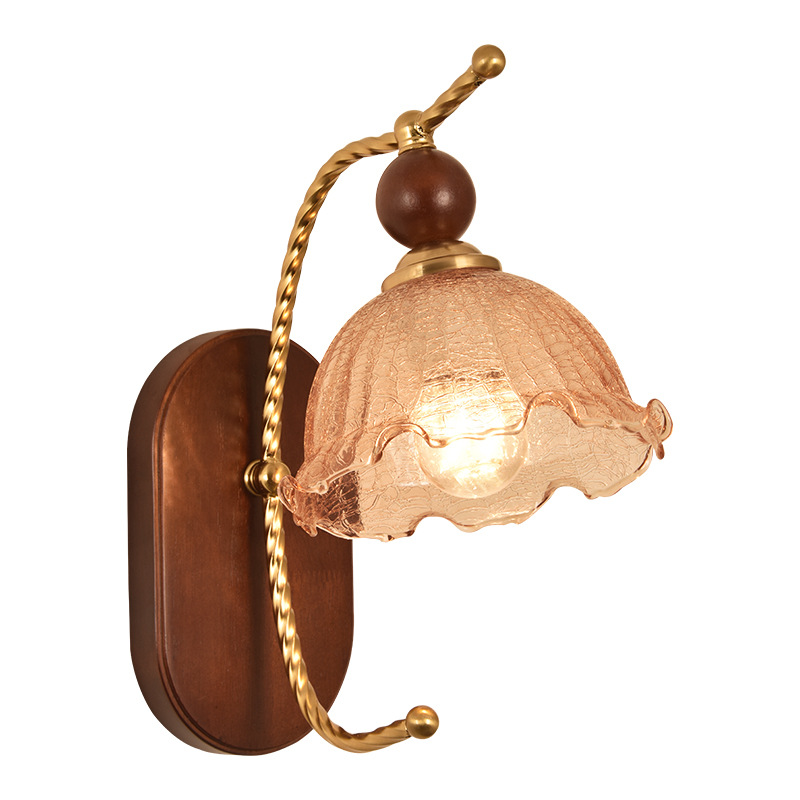 lámpara de pared de viento medieval lámpara de pared de cama lámpara de pared de madera maciza retro americana lámpara de pasillo de fondo lámpara de pared de sala de estar lámpara de luz Zhongshan L271