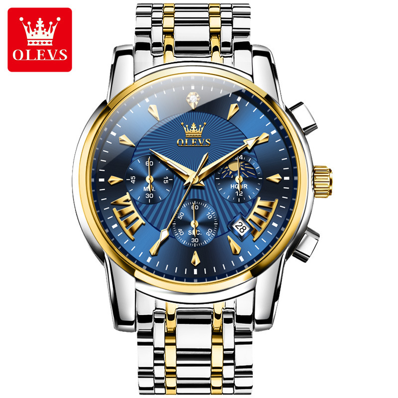 2023 New Hot Selling Watch Olysys Men's Watch Multifunctional Fashion Quartz Watch New Steel Strip Waterproof Quartz Watch_voghion.com