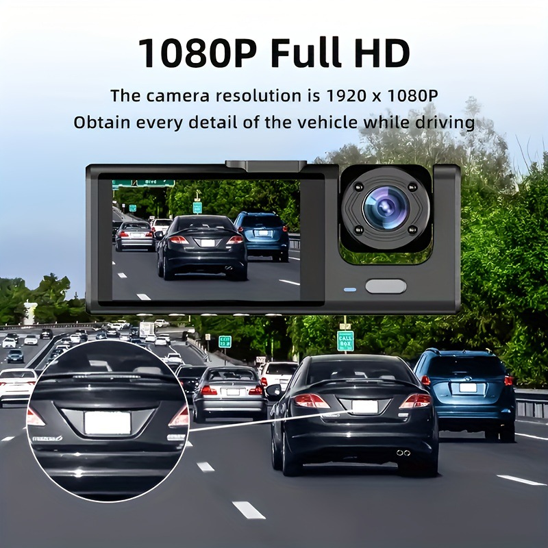 Three-Lens Car Dashcam, New Cross-Border Model, Enhanced Night Vision, Wifi Connectivity for Parking Monitoring