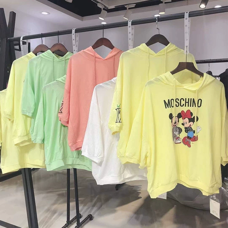 Футболка мультфильм 2022 новый летний женский конфета с короткими рукавами свитера с принтом свободной корейской версии с капюшоном