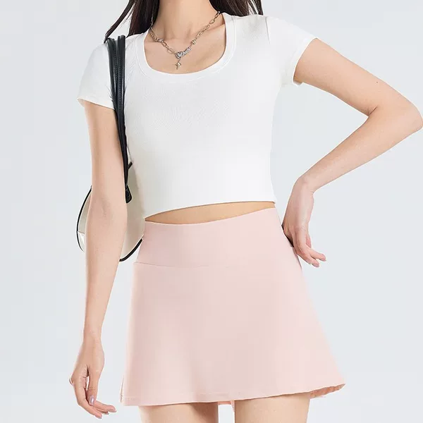 Cross-border tennis skirt, new spring-summer high-waisted slimming faux two-piece skirt-pants for women, with inner pockets, sports and fitness wear, yoga