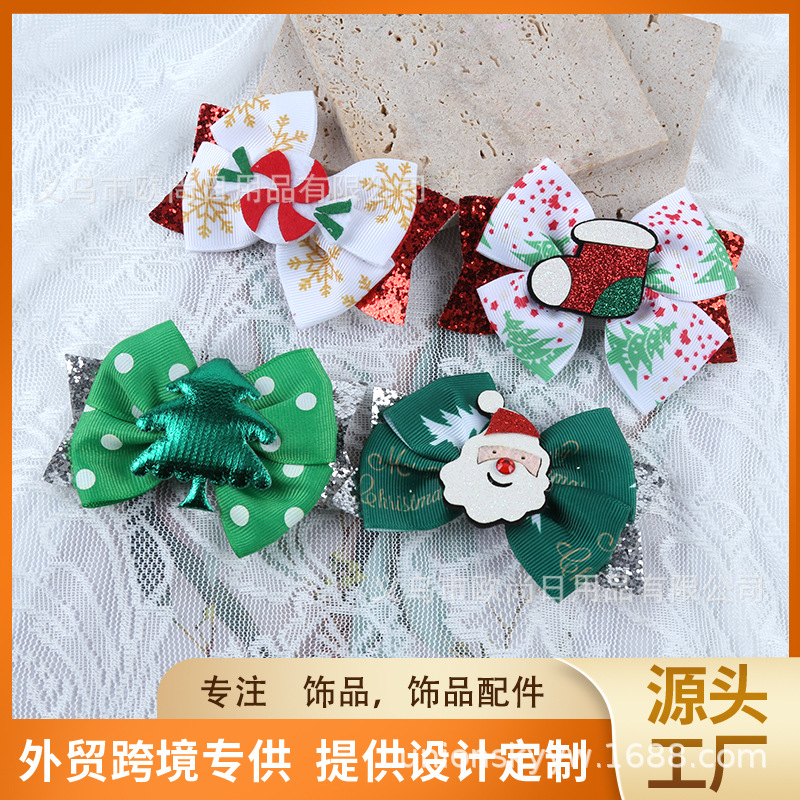 Christmas children's cute hairgrip with bow