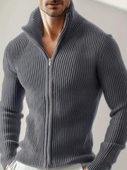 Nuevos hombres en Europa y los Estados Unidos a través de la frontera 100 suéteres con cremallera, chaquetas de manga larga, chaquetas de cuello vertical, chaquetas sólidas ajustadas