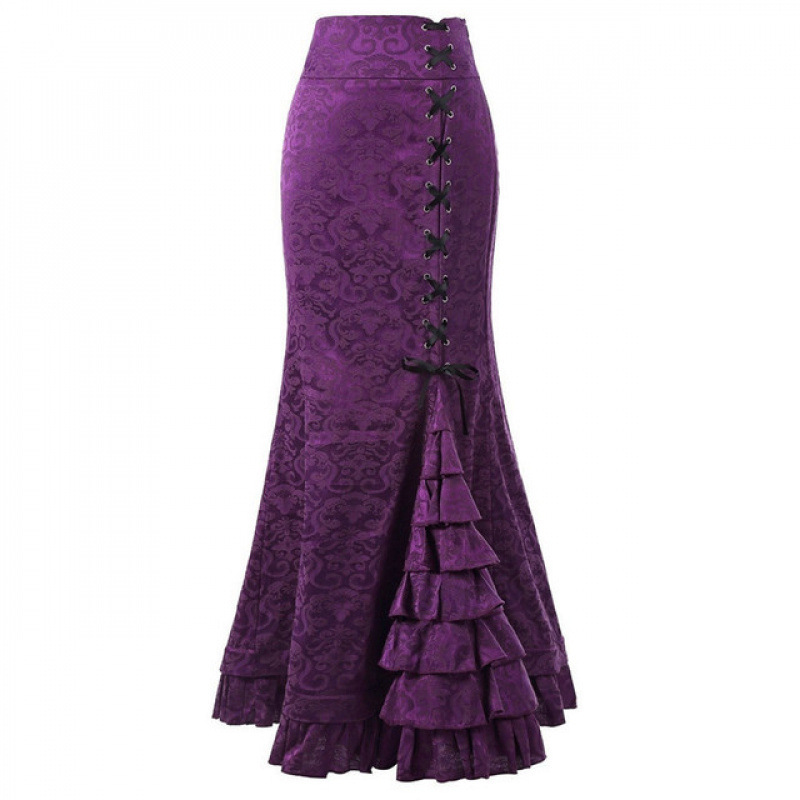 Punk Vintage Jacquard Mermaid Skirt女个性朋克复古提花鱼跨境|undefined