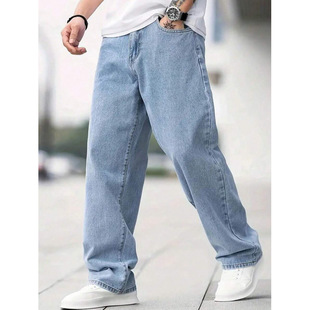 N 97537 Light loose straight jeans �\ɫ����ֱͲţ�п羳