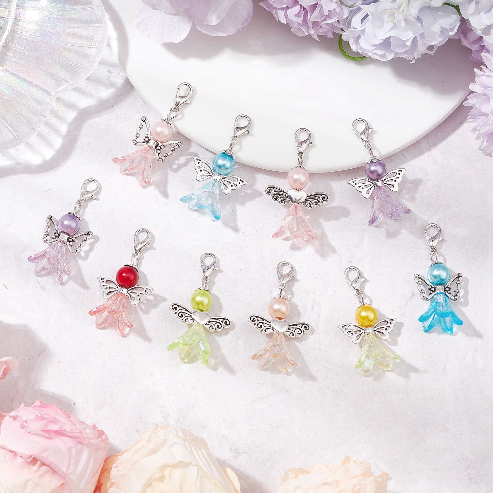 Cross-Border European and American Amazon Hot-Selling Fashion DIY Wedding Dress Angel Jewelry Pendant Keychain