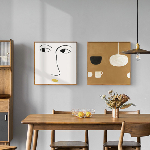 Japanese Original Wood Style Nordic Literary Restaurant Living Room Decoration Painting Dining Room Kitchen Wall Art Abstract Brown