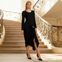 法式气质优雅风长袖连衣裙2025秋季新款时尚百搭长裙女装高级感秋