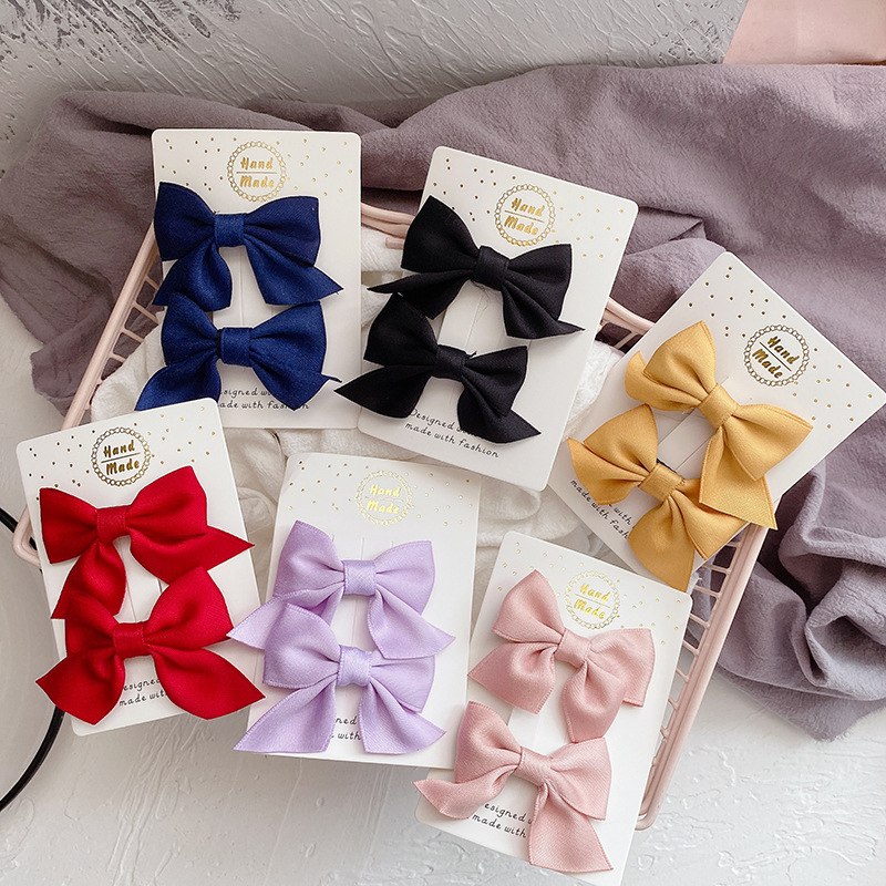 11g Weight Hair Clip Hair Accessories Type 1 Set Quantity Casual, Daily Occasion Solid Color, Bow Knot Pattern Girl'S Gender Cute, Korean Style Style Cute Handmade Fabric Bow Children's Side Clip Hairpin Summer Fresh Girl's Hairpin Hair Accessories 11