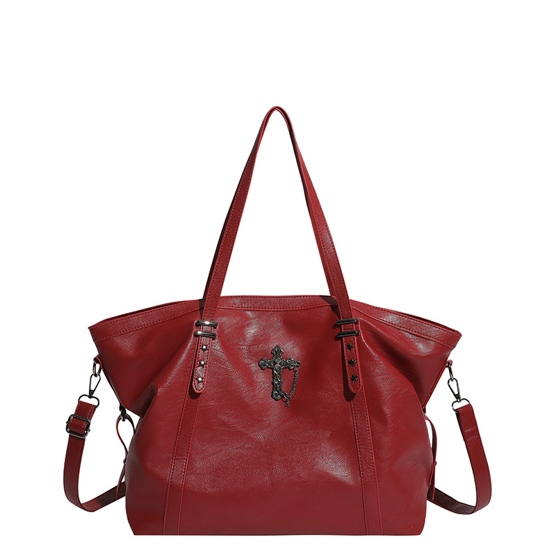 Bolsa de moda retro de gran capacidad simple de textura sólida de alta calidad, bolso de brazo de mujer de todos los días.