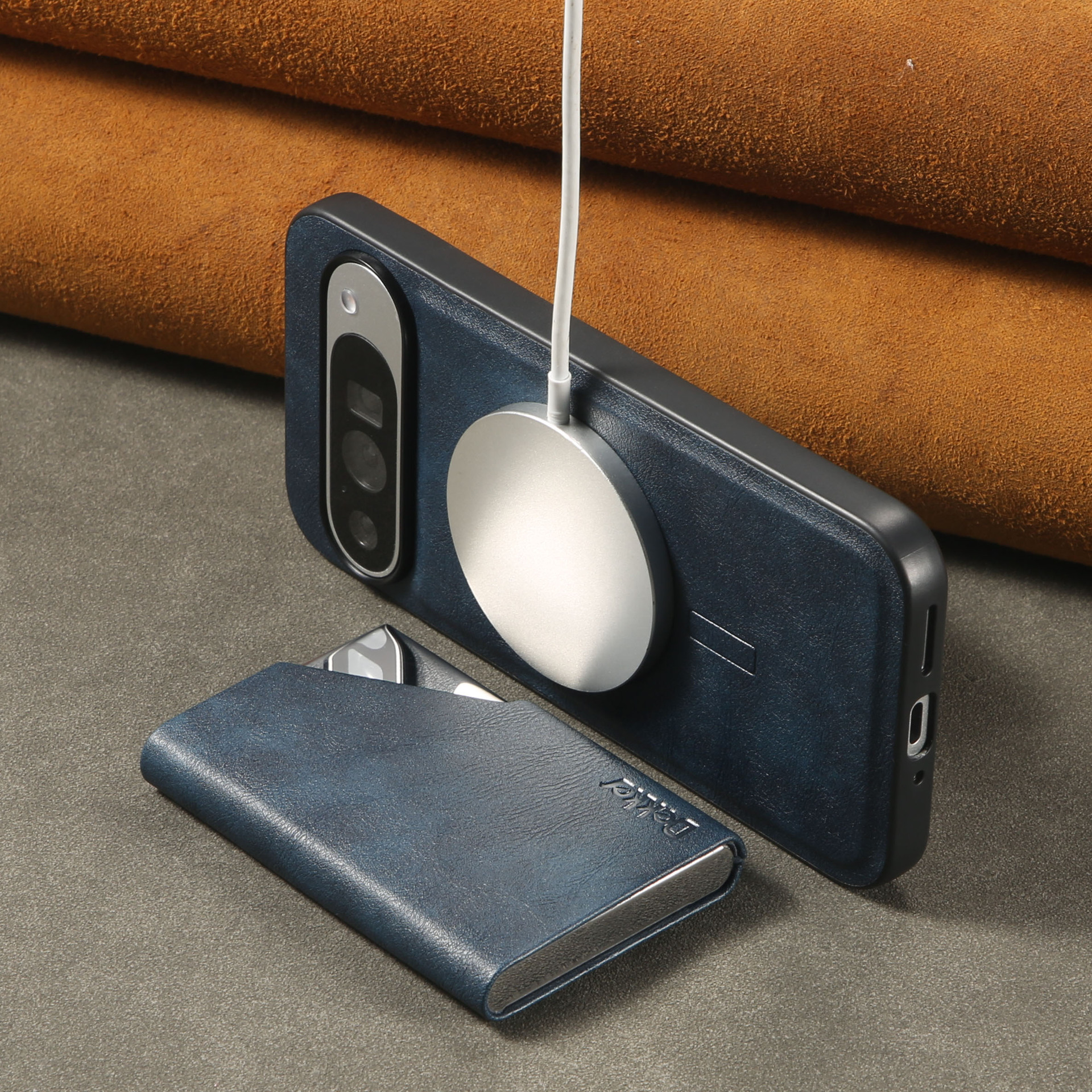 Blue phone case, card holder
