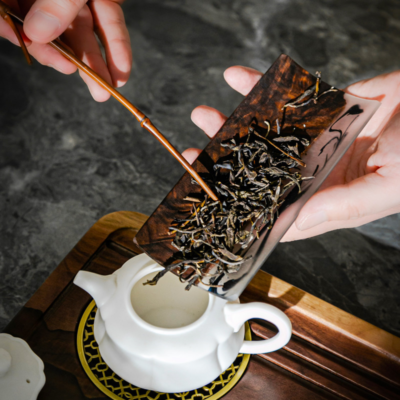 Ébano cucharadita alas de pollo cuchara de té de madera palisandro pala de té cuchara de té kung fu juego de té seis accesorios de caballero