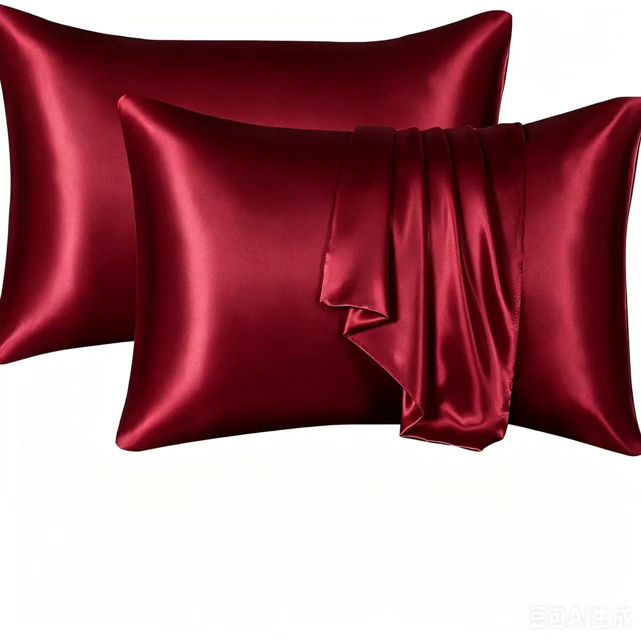 Comercio exterior transfronterizo sobre de color sólido imitación seda almohada funda de seda seda seda satin y piel almohada de sueño individual image 16