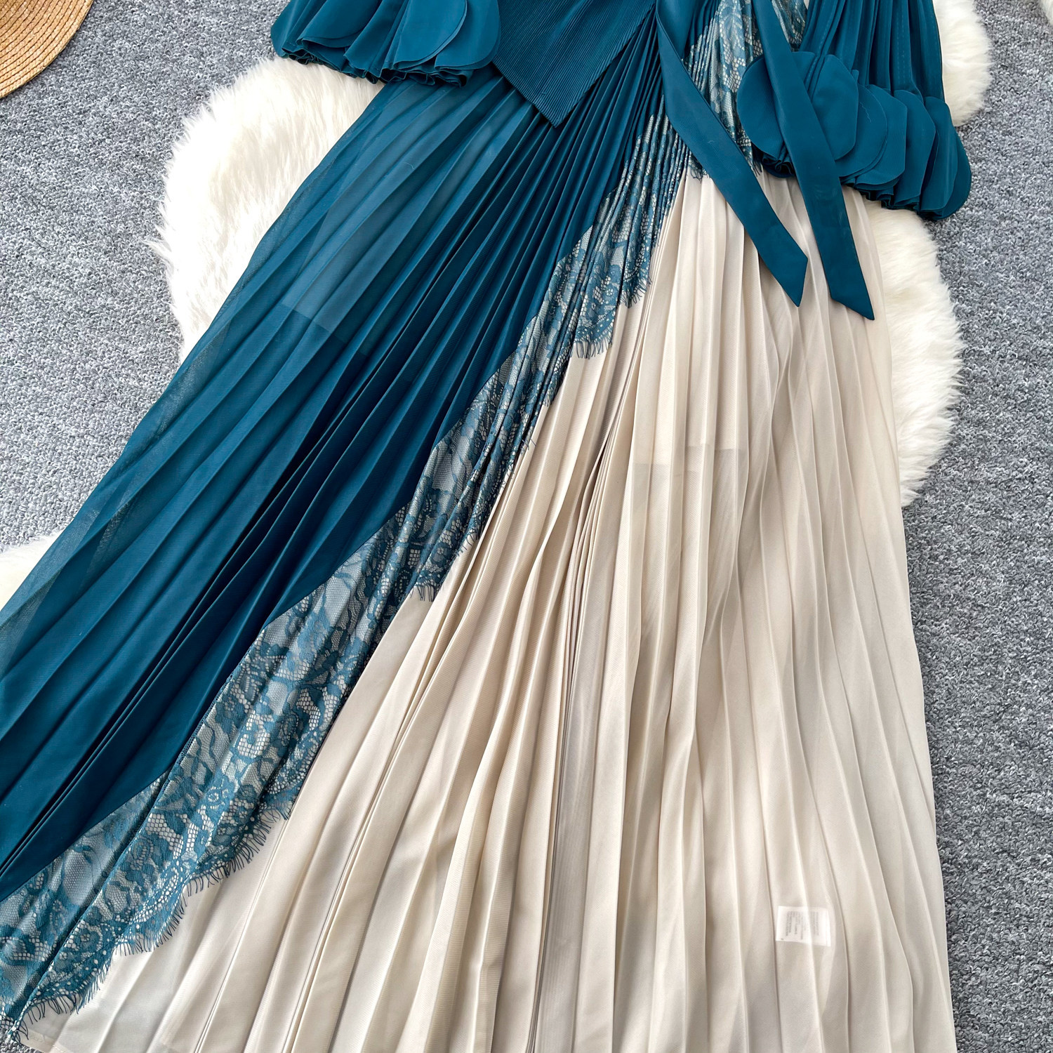 Elegant V-Neck Floral Print Maxi Dress Wrap Style Flared Sleeves Ruffle Hem Office-Ready One-Size Fits US 4-12 Four Colors_ecoleips.com