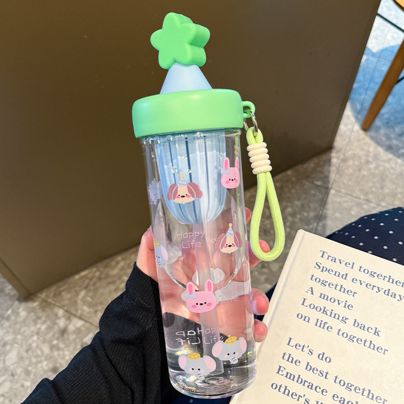 新型シンプルなコップ女子学生の高颜値ストロー付き茶倉プラスチックコップ夏学生の大容量外出コップ|undefined