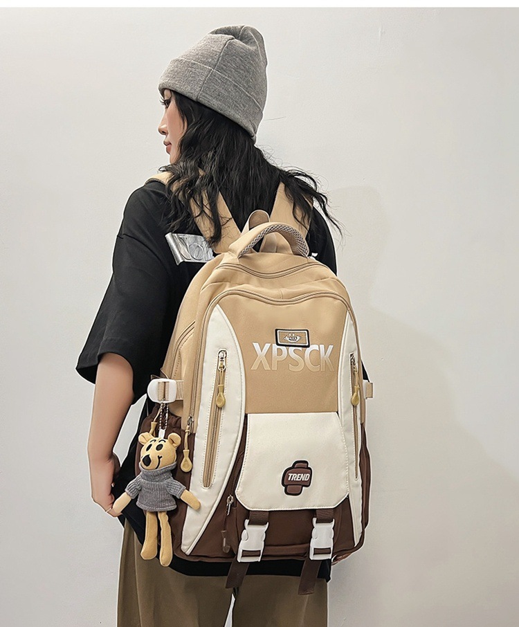 1071g Weight Polyester Lining Material Multicolor Fashion Element Zipper Closure Type Double Shoulder Straps Strap Type Functional Backpack Bags Type Casual, School Occasion Nylon Material Waterproof Function School Backpack Backpack Letter, Color Block Pattern All Seasons Season Unisex Gender Preppy Style, Streetwear Style Square Shape Unisex Nylon Letter Color Block Preppy Style Streetwear Multicolor Square Zipper Functional Backpack 1