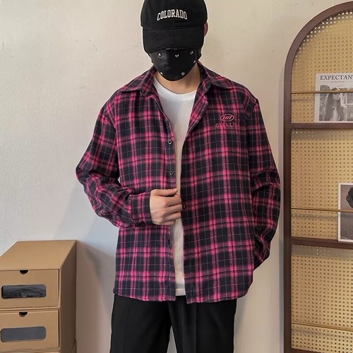 2024 Letter Long Sleeve Shirt Japanese Hong Kong Style Ins Loose Shirt For Men Summer Trendy Versatile Casual Outerwear