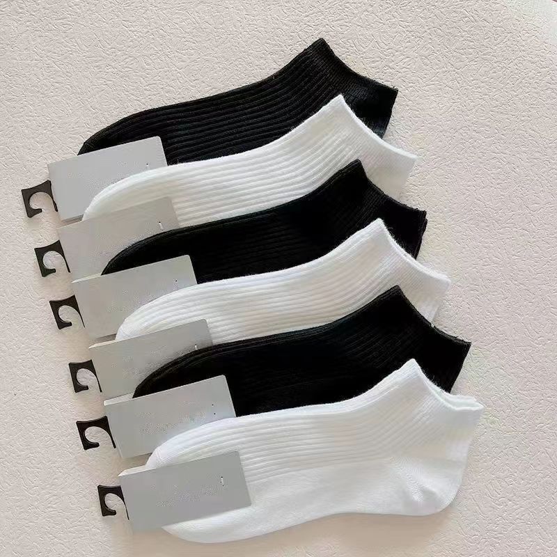 Socks men's and women's spring and summer thin black and white short tube breathable sweat-absorbent deodorant internet popular boat socks all-match women's socks