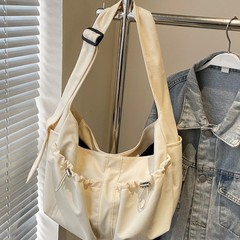 韓国版の新しい巾着ナイロンプリーツトートバッグ、女性用大容量クロスボディバッグ、女性用ハイエンドシングルショルダー餃子バッグ