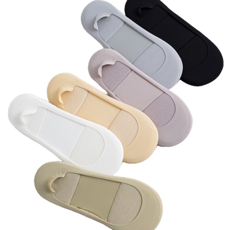 Ice Silk Boat Socks for Women, Non-Slip, Low-Cut, Invisible, with Sponge Sole for Shock Absorption, Suitable for High Heels, Direct from Zhuji Factory