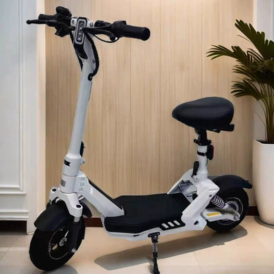 Lithium Battery-Powered Two-Wheeled Mini – Qatlanan elektrik skuterlər - magnesium-alloy-frame-satin-whitestandard-48v12ah-lithium-battery