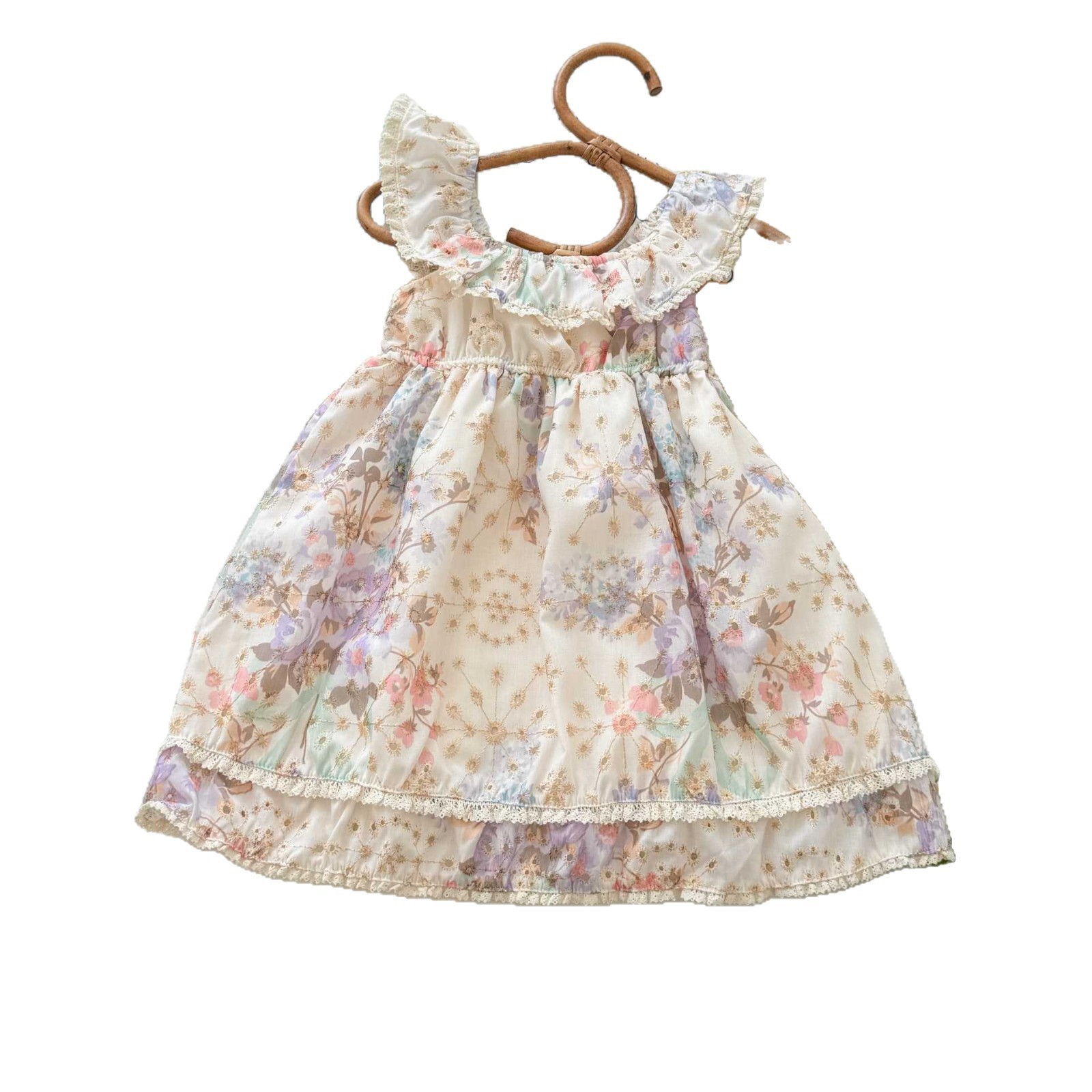 Vestido de verano de siete niñas con limón salado 2025 nuevo estilo estampado falda para niños vestido de princesa del tesoro femenino de estilo occidental falda de tirantes