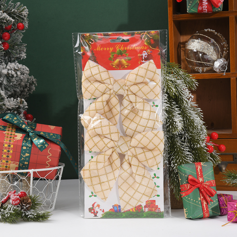 Adornos navideños transfronterizos 2026: pequeños adornos para árboles de Navidad, lazos, estrellas para la punta del árbol, Papá Noel, accesorios colgantes.