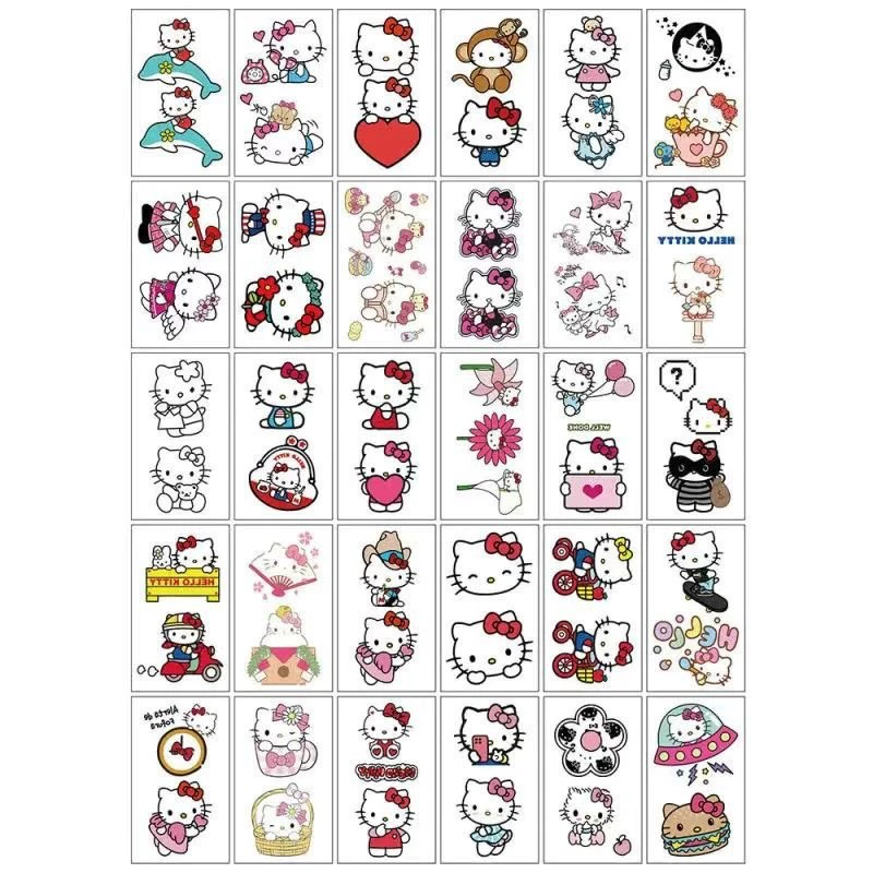 Hello Kitty, мультяшные водонепроницаемые тату-наклейки Hello Kitty, интернет-хит, длительный эффект
