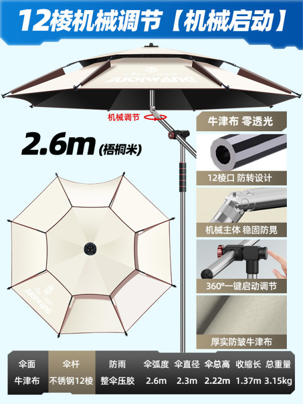 2025新款钓鱼伞户外专用拐杖大钓伞防暴雨加厚防晒防雨垂钓遮阳伞|undefined