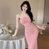 Fish tail pearl chain suspender dress slim fit banquet bag arm skirt