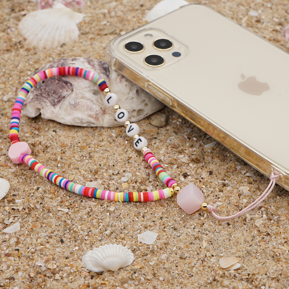 Wholesale Accessories Letter Love Mixed Color Beads Mobile Phone Chain Nihaojewelry display picture 4