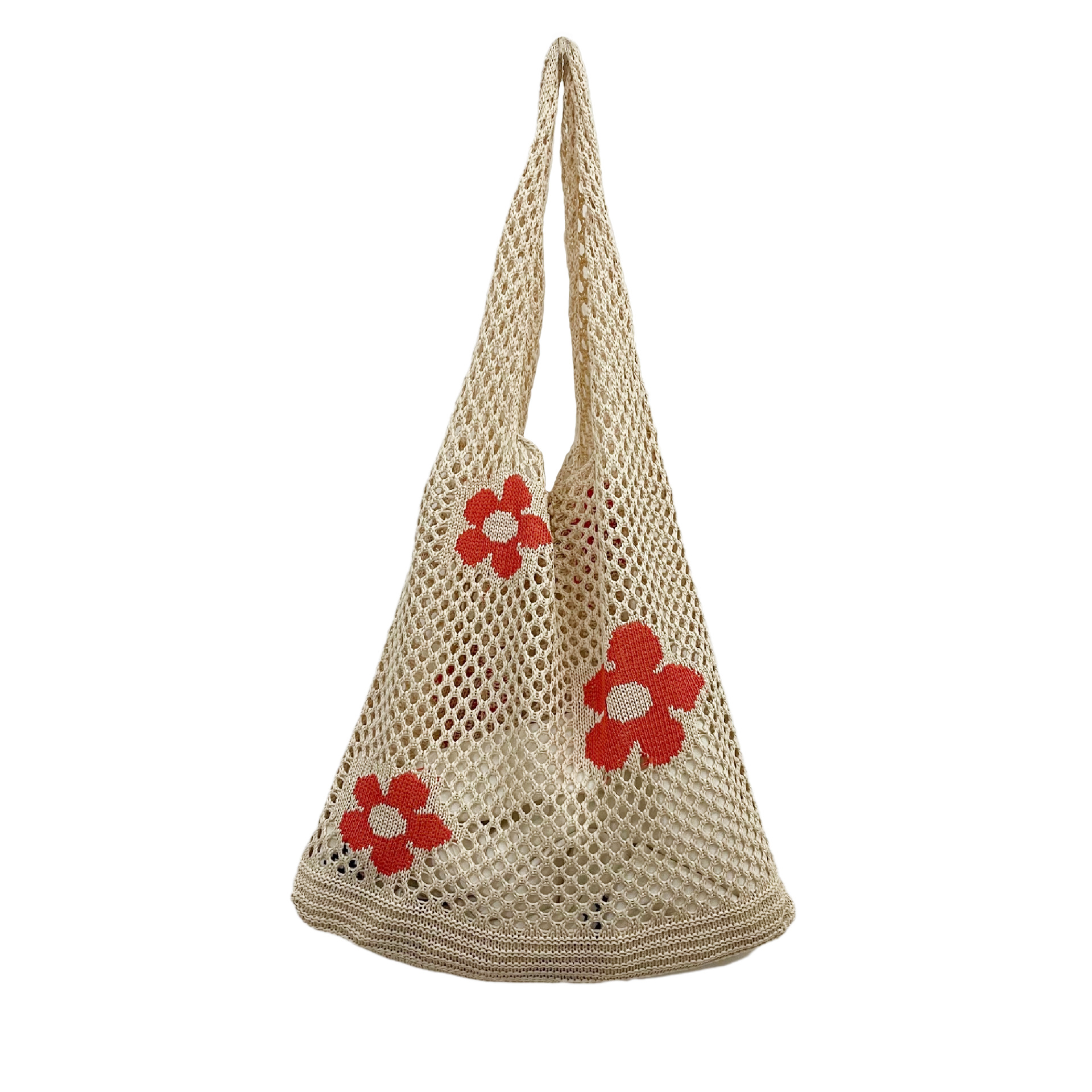 2021 nuevo Amazon eBay bolso de mano japonés y coreano bolso de flores bolso de punto malla bolso de hombro hueco para mujeres