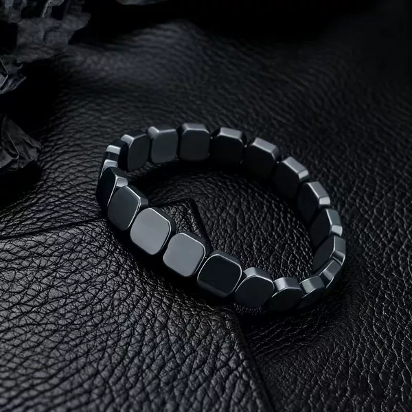 European and American Fashion Elastic Bracelet Black Gallstone Bracelet for Men and Women Energy Stone Black Gallstone Jewelry Gift Apple Bracelet