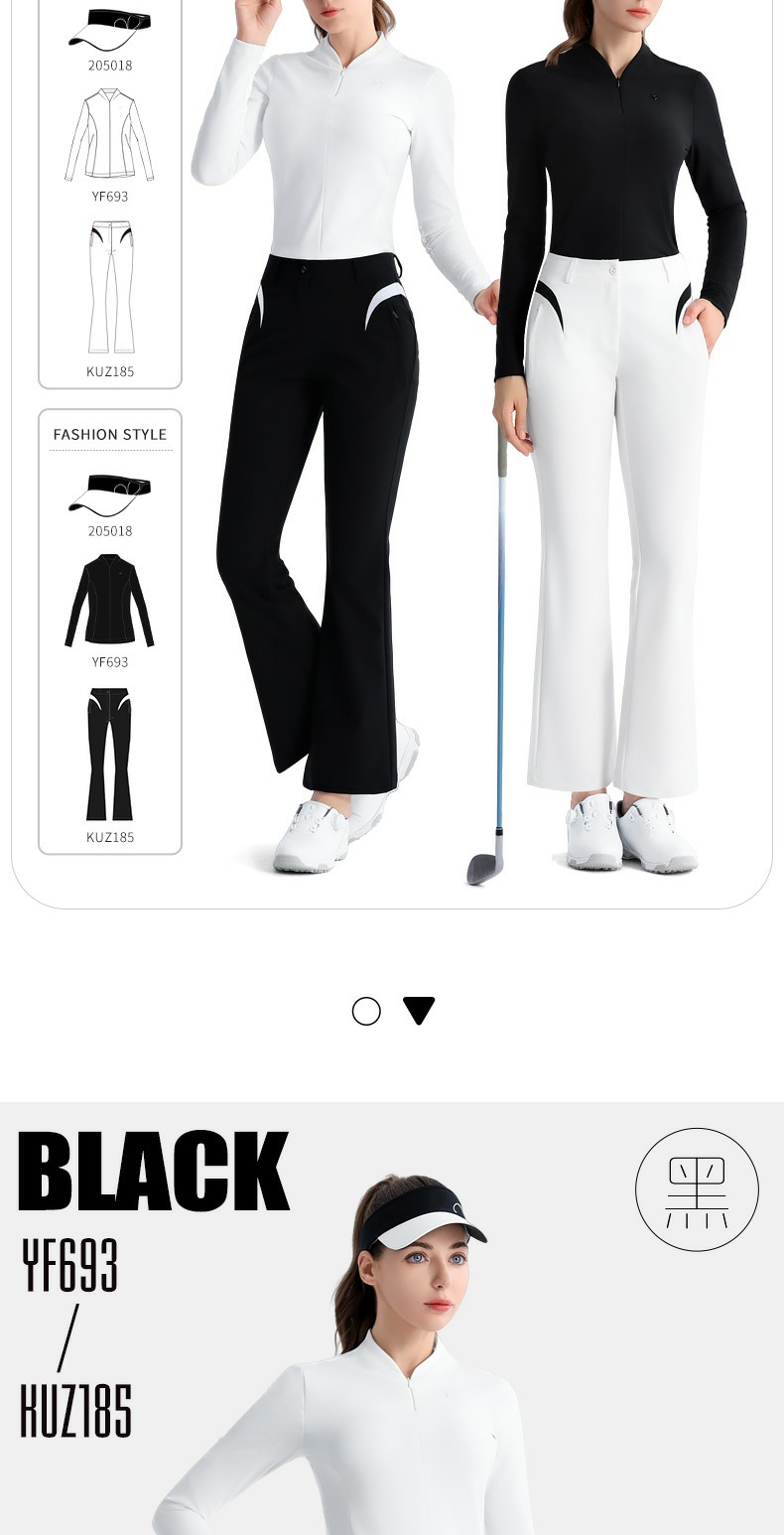 Quần golf nữ PGM dáng suông ôm co giãn mùa hè — YF693 [dây kéo vô hình/vải gân mềm mại/mỏng] tay dài màu đen, YF693 [dây kéo vô hình/vải gân mềm mại/mỏng] tay dài màu trắng, KUZ185 [Micro Horn/Túi có khóa kéo/Chân dài] Quần đen, KUZ185 [Micro Horn/Túi có khóa kéo/Chân dài] Quần trắng chi tiết 3