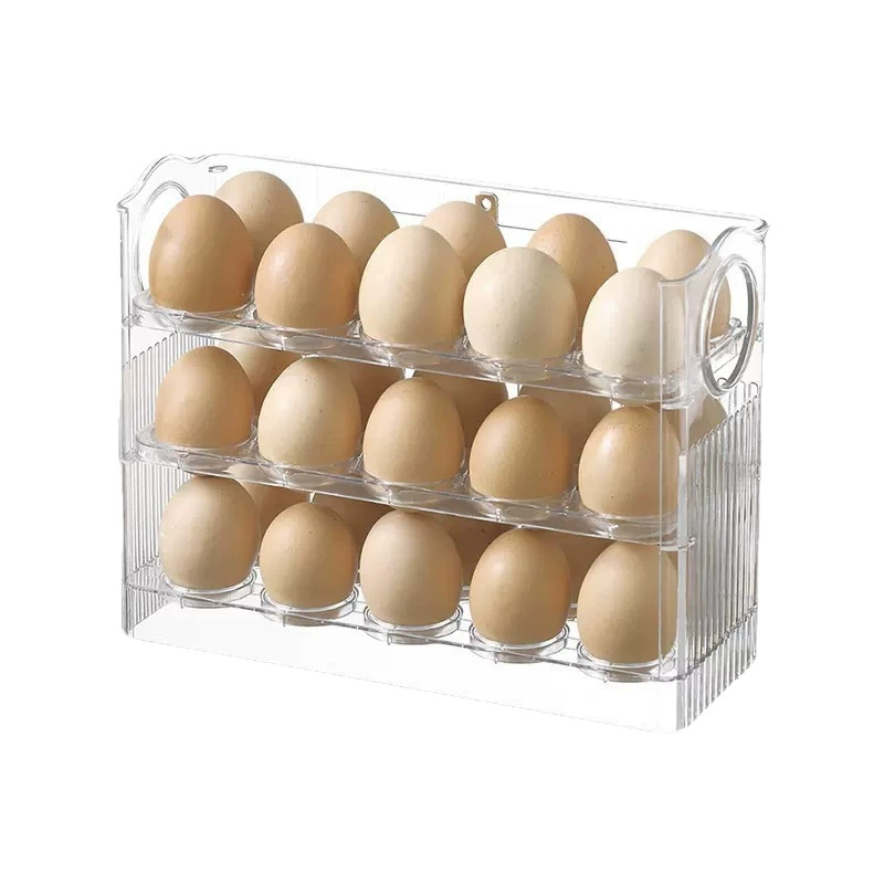 Automatically flipped the egg storage box refrigerator side door storage shelf kitchen special egg bent storage artifact duck egg box