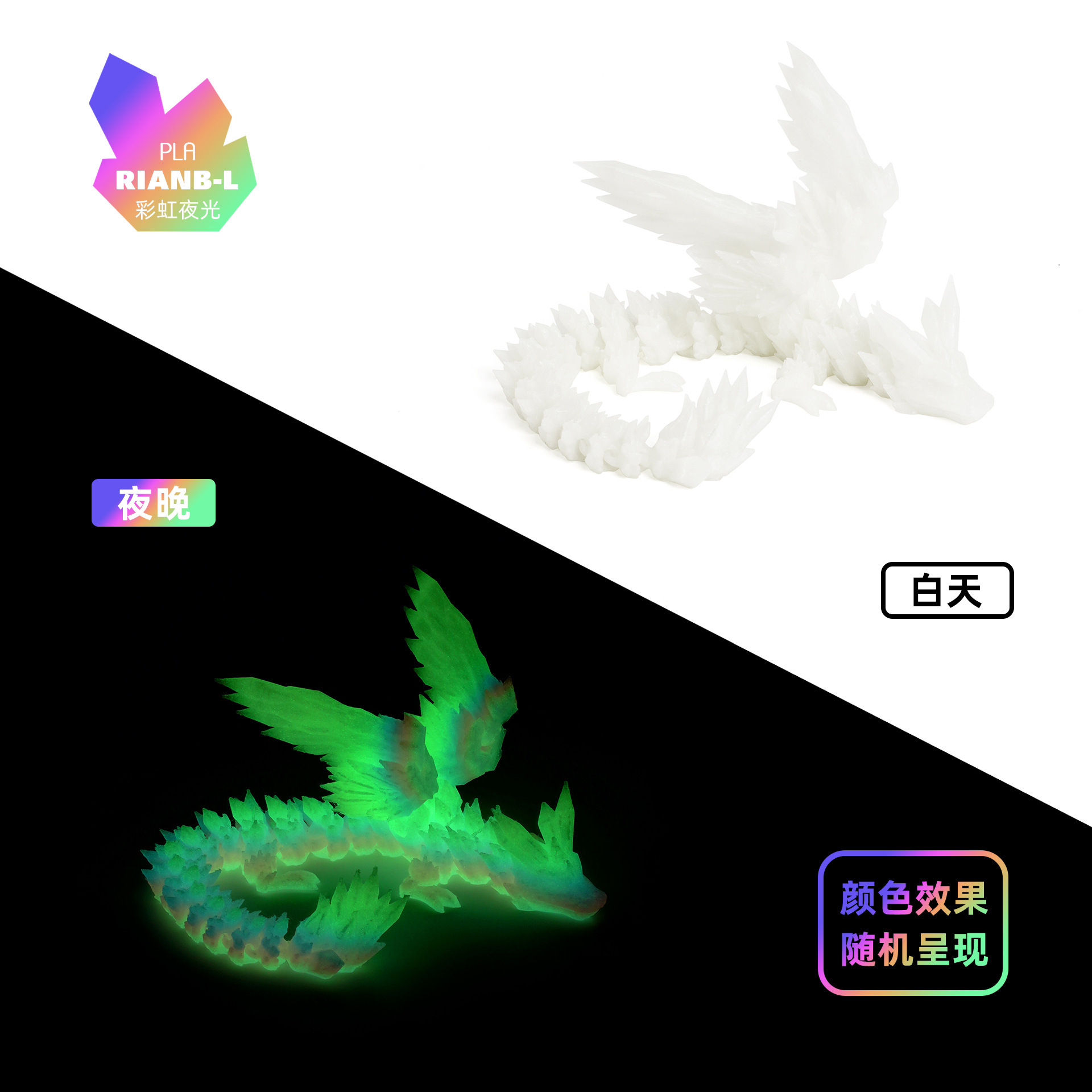 Explosiones transfronterizas impresas en 3D de cristal alas de dragón volador articulaciones móviles creativas adornos de dragón juguetes hechos a mano regalos