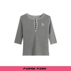Fudge Pink 25秋季New美式复古波点图案款中袖T恤