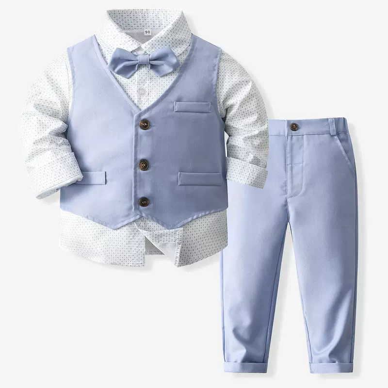 儿童马甲礼服套装春秋新款英伦风儿童绅士服花童周岁小西服多件套