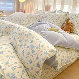 新款全棉四件套学生宿舍床单三件套亲肤纯棉床笠单被套件床上用品
