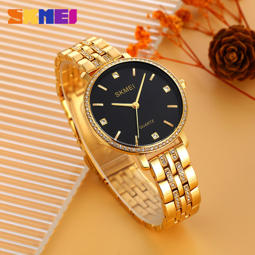 Elegant Quartz Watch with Diamond-encrusted Simple Dial, Fashionable and Versatile Timepiece for Women