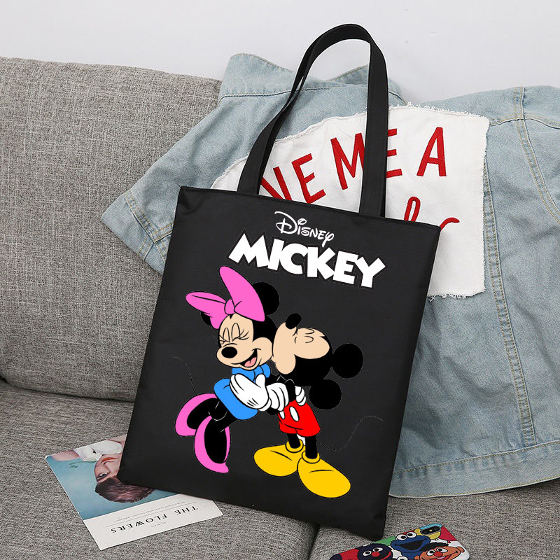 Mickey Minnie Mouse impreso bolsa de lona bolso de hombro bolso plegable bolso de compras