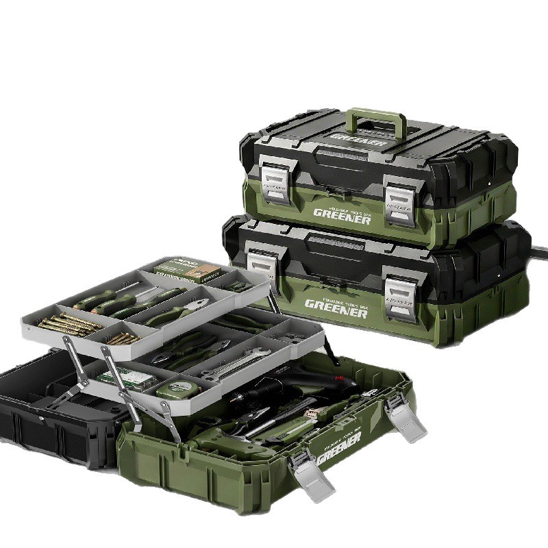 Caja de Herramientas Plegable de Tres Capas de Plástico Portátil para Almacenamiento de Herramientas image 6