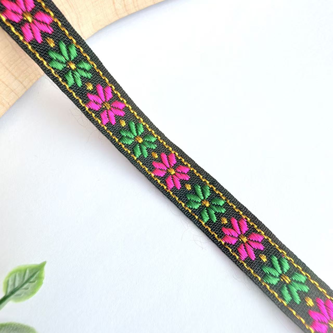 Cinta Jacquard de Estilo Étnico de 1 cm, Nylon, Decorativa, para Ropa y Manualidades image 33