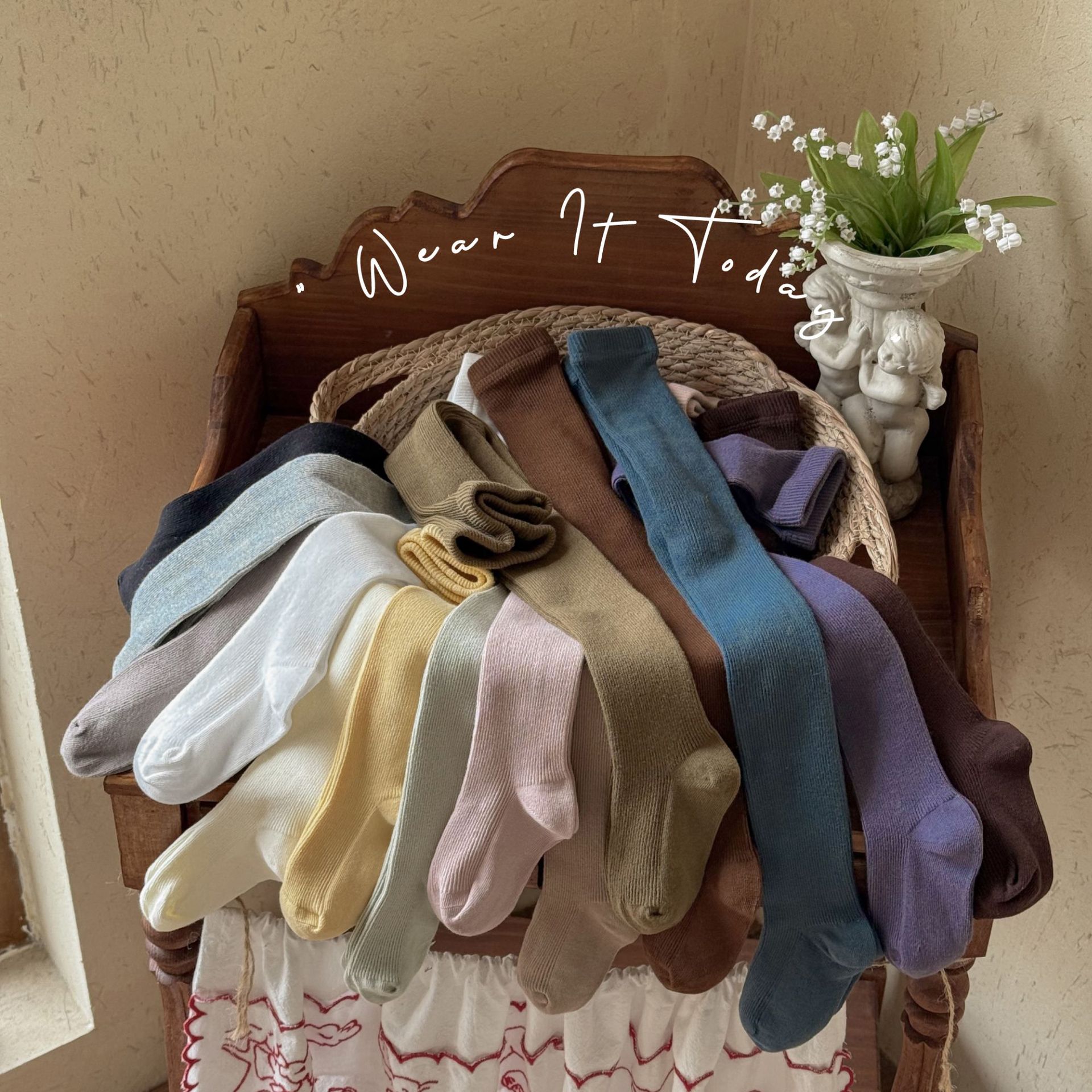 秋季新款儿童打底裤宝宝纯色细条多蝴蝶结连裤袜公主风裤子