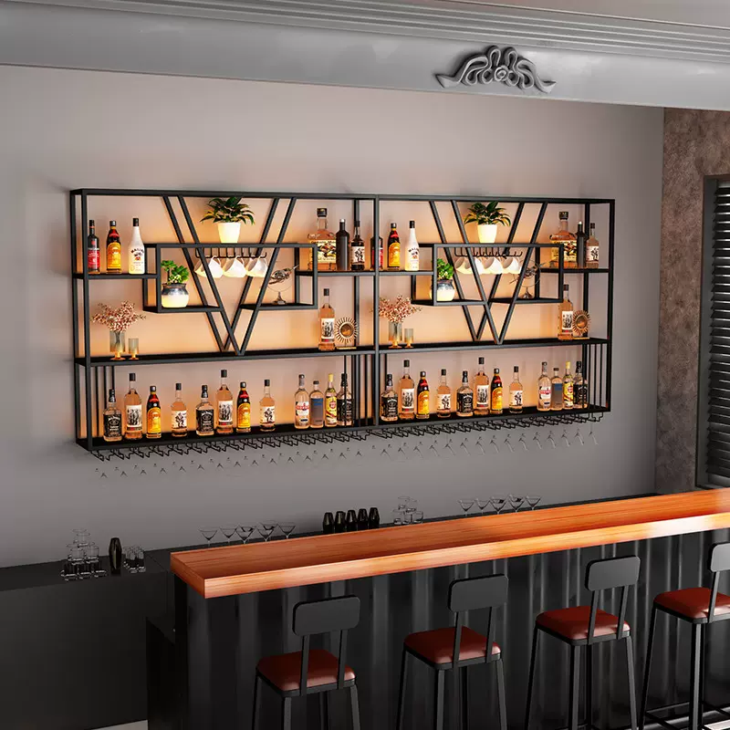 铁艺墙上壁挂酒架红酒架子挂式酒柜展示架瓶酒吧吧台摆件葡萄酒