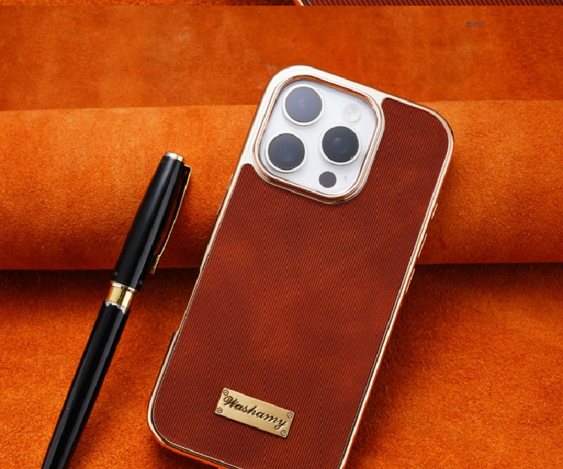 Ốp lưng iPhone 16 Pro Max bao da mạ điện chống rơi, hút từ tính — 【Nhãn kim loại màu đen★Da cừu mạ điện], 【Kim loại màu nâu vàng★Da cừu mạ điện], 【Nhãn kim loại màu nâu đỏ★Da cừu mạ điện], 【Dấu kim loại màu xám voi★Da cừu mạ điện] chi tiết 15