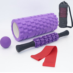 33cm Grid Pattern Wolf Tooth Shape Yoga Roller Massage Foam Ball Set Hollow Foam Roller Yoga Axis Combo Set